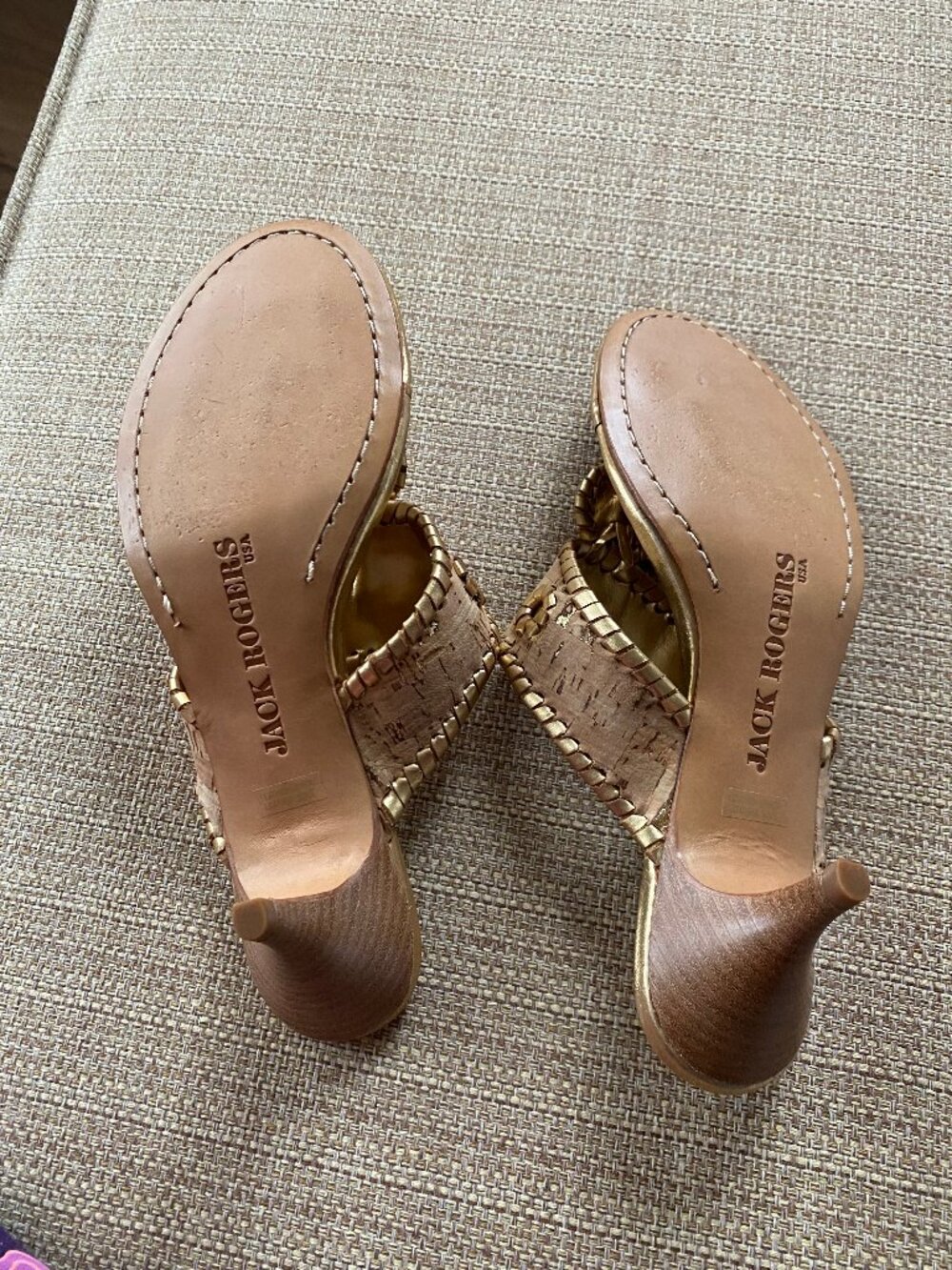 Jack Rogers Gold Cork Heel Sandals Size 8 - Picture 10 of 14
